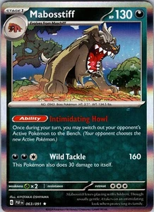 Pokemon TCG Mabosstiff Scarlet & Violet Paldean Fates 063/091 Holo Rare Card NM - Picture 1 of 2