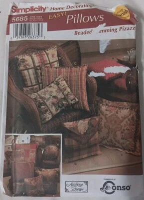Simplicity Sewing Pattern Throw Pillows 17 Styles Beaded Fringed 12-18" Uncut - Image 1 of 4