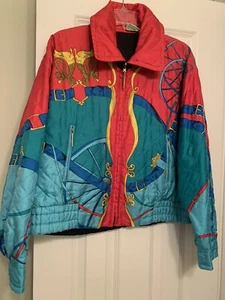 Vintage ESCADA MARGARETHA Ley Bomber Jacket  100% Silk Satin Reversible 44 Nice! - Picture 1 of 9