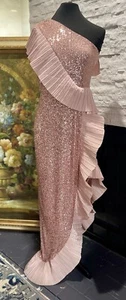 Vestido para mujer ONE33 Social rosa plisado de lentejuelas con un hombro talla 10 formal - Imagen 1 de 20