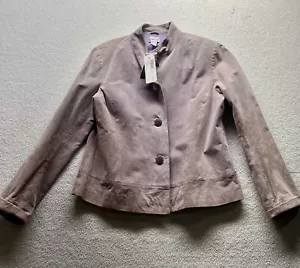 Chico's 100% Suede Leather Jacket Size 1 Color Lavender Bloom New - Picture 1 of 8