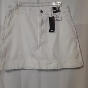 Lee Womens Mini Skirt Heritage White Denim High Rise Loose Fit Size 8 M - Picture 1 of 4