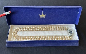 Damen Perlen Stil Doppelschnur Halskette Modeschmuck mit Etui - Bild 1 von 7