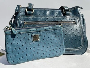 Dooney & Bourke Florentiner Leder türkis Strauß Umhängetasche & Handgelenktasche Set - Bild 1 von 14