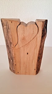 Herz-Holzscheit, Tisch-Deko, massiv Eiche, gebeizt, reine Handarbeit, Höhe 23 cm - Bild 1 von 9