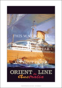 Orient Line to Australia A2 Estampado Artístico - SS Orcades Viaje - 59 x 42 cm Póster - Imagen 1 de 4