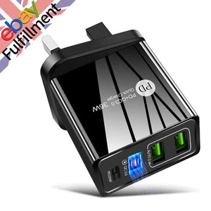 New 4-Port 36W QC 3.0 USB Fast Quick Charge PD USB-C Hub Charger Adapter Plug b - Picture 1 of 7