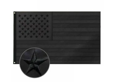 Bandera Americana Negra Hecha en EE. UU. Exterior Nylon de Alta Calidad con Estrellas Bordadas 3x5 Foto 1 de 4