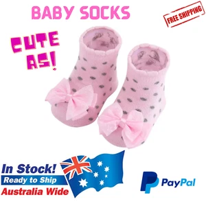 1 Pair Pink Polka dot Baby Socks Cute comfy Fashionable Cotton Polyester Blend - Picture 1 of 6