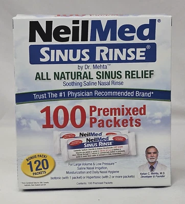 Enjuague sinusal NeilMed alivio sinusal natural 100 paquetes de recarga premezclados Foto 1 de 4