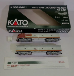 Kato 106-2401 N Scale AT&SF E8/9 A + B Locomotive Set~Used~(#2) - Picture 1 of 10
