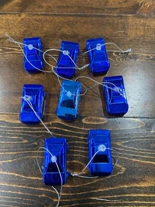 8 Blue Shiny Plastic Car Ornaments Christmas Holiday Bundle Lot - Picture 1 of 4