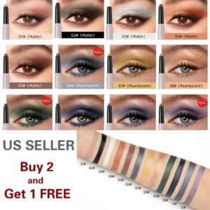 12 Colors Eyeshadow Stick Pen Set Silkworm Pen Pearl Shimmer Matte Glitter - Picture 1 of 23