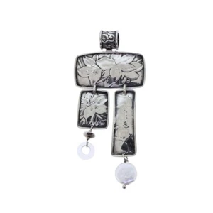 Tabra Silber Floral Anhänger Perle & klare Quarzperlen - Bild 1 von 1