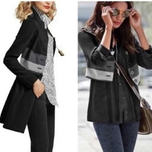 CAbi Womens Osaka Nights Black & Gray Size XS Convertible Zip Off Jacket - Picture 1 of 9