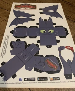 How to Train Your Dragon School of Dragons Toothless Papercraft Puzzle Promo - Picture 1 of 1
