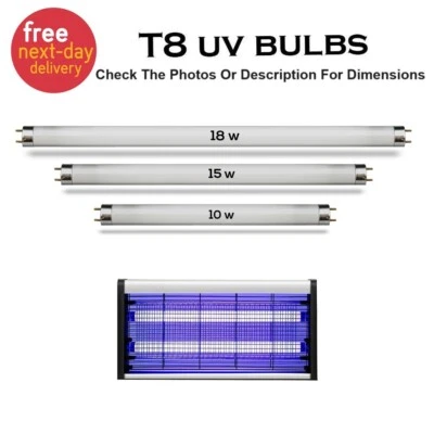 10W 15W 18W T8 Fluorescent UV Light Bulb Tube Fly Bug Zapper Insect Killer Bulbs - Image 1 of 4