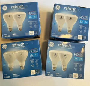 GE Refresh 65W (10 W) Indoor Floodlights 8 BULBS BR30 HD+ Pure Clean Light Dims - Picture 1 of 4