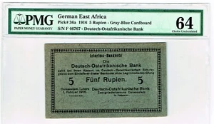 Deutsch-Ostafrika Bank 5 Rupien 1.2.1916 P. 36A PMG 64. - Bild 1 von 2