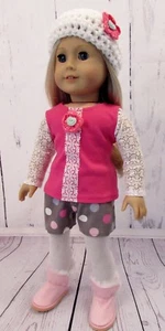 5 Pc Outfit - Shorts, Tights, Top, Tights & Hat Fits American Girl or 18" Dolls - Picture 1 of 9