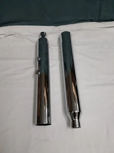 NEW RUSH Chrome Performance Slip On Mufflers 2" Baffle Straight Part# 16403-200 - Picture 1 of 5