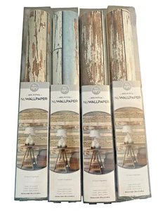 Wall Pops! Peel And NuStick Wallpaper Set Of 4 Rolls Old Salem Vintage Wood - Picture 1 of 6
