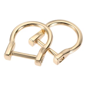 23mm(0.91") U Shape Horseshoe D-Rings Screw-in Shackle Buckle Gold Tone 4pcs - Picture 1 of 6