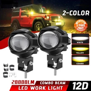 Par de faros LED de 3 pulgadas luces antiniebla de conducción altas/bajas amarillas blancas para motor - Imagen 1 de 12