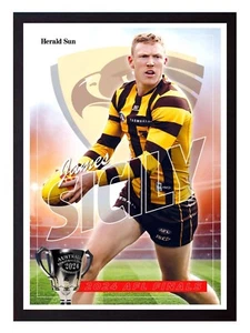 Framed 2024 Hawthorn Hawks AFL Finals Football Poster - James Sicily - 62 x 44cm - Picture 1 of 4