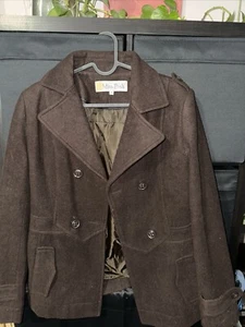 Cappotto Miss Posh donna marrone medio tasche bottoni esterno misto lana - Foto 1 di 3