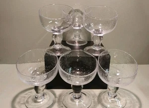 Set Of 6 Hand Blown Clear Controlled Bubble Dessert Bowls Ice Cream Fruit Cake - Picture 1 of 8