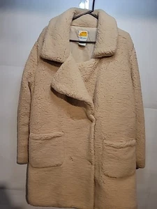 Women's Coat Beige Soft Cotton Feeling Knee Length . - Picture 1 of 14
