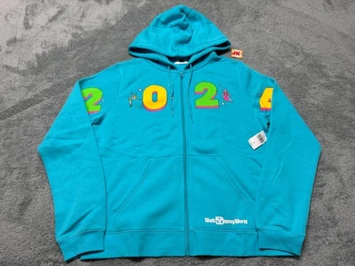 NEW Disney Hoodie Womens Medium Blue Figment Dumbo Tinker Bell Full Zip Parks - Image 1 of 4