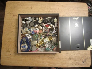 junk drawer lot jewelry lot old box old coins old watch gold tone silver tone - Picture 1 of 24