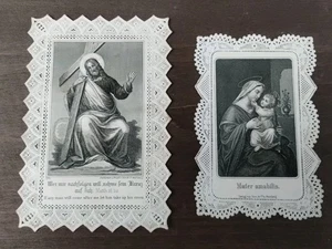 2..100+ Year Old German Die Cut Lace Prayer Cards..Excellent Condition - Picture 1 of 5