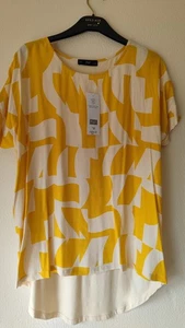 New F&F 100 viscose tunic top M L lemon Abstract Short Sleeve blouse rrp 12.50 - Picture 1 of 5