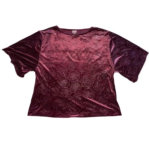 Chico's Velvet Studded Floral Short Sleeve Blouse-Purple-Chico's Size 3 (XL) GUC - Picture 1 of 5