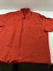Camisa Van Heusen Para Hombres XL 17-17.5 Naranja Quemado Mangas Cortas Abotonada E54 - Imagen 1 de 4