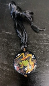 Vintage Chinese Cloisonne Dragon Ornament Pendant 2 Sided - Picture 1 of 5