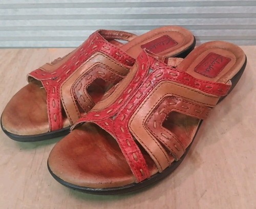 Sandali Clarks Artisan donna 7 5 M zeppa bassa pelle punta aperta rosso marrone