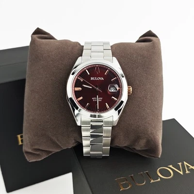 Bulova Surveyor 98B422 Classic Red Dial Automatic Men's Calendar Watch 39 mm - Image 1 of 4
