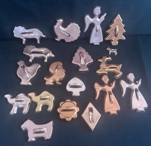 18 Vintage Kupferfarben Aluminium Urlaub Tier Ausstechformen Truthahn Engel Löwe - Bild 1 von 12