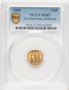 1903 G$1 JEFF Blue Gradient Commemorative Gold PCGS MS67 - Picture 1 of 2