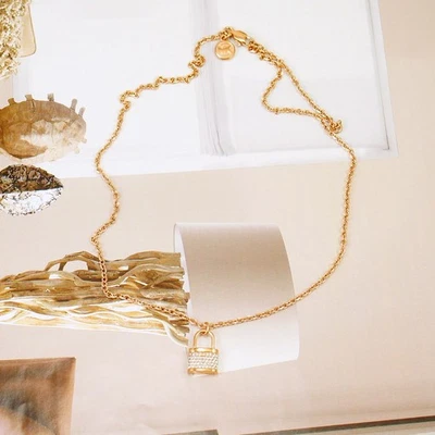 New Michael Kors Pave Padlock Pendant Necklace Rose Gold Tone - Image 1 of 4