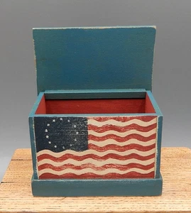 Dunham Hand Painted American Flag Blanket Chest Dollhouse Miniature 1:12 - Picture 1 of 14