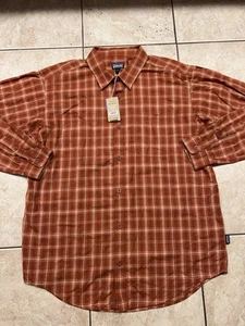 Patagonia Shirt Mens L Pima Organic Cotton Plaid Barn Red Button Up Casual NEW - Picture 1 of 10
