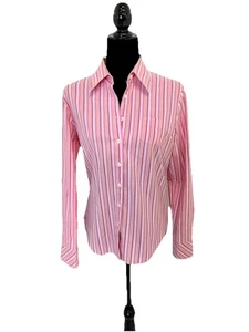 Lilly Pulitzer Größe 8 Rosa Gestreift Klassisch Button Down Damen Bluse 85189 - Bild 1 von 6