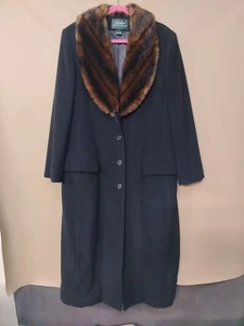 Lauren Ralph Lauren Wool Long Coat Faux Fur Collar size 12 - Picture 1 of 11