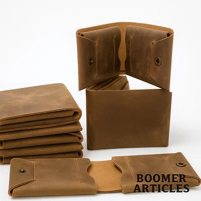 Vintage Genuine Leather Wallet Men’s Handmade Bifold Slim Card Holder Free Ship - Image 1 of 2