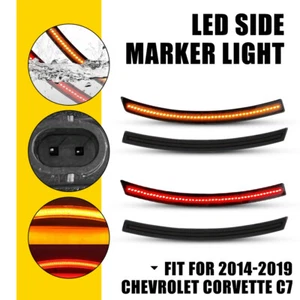 4X LED Bumper Side Marker Light Lamp Smoked For 2014-2019 Chevrolet Corvette C7 - Picture 1 of 12